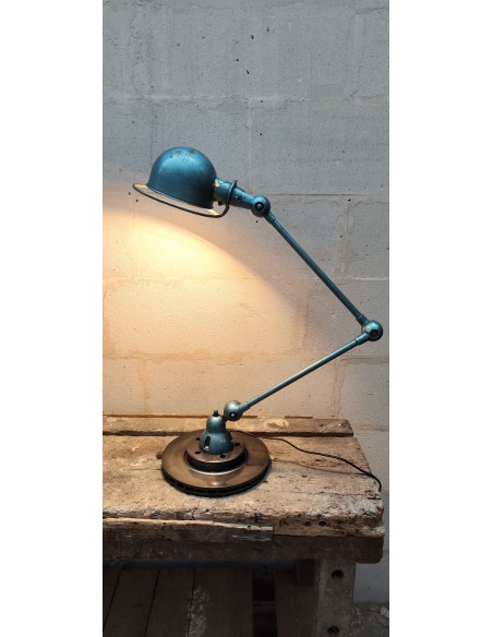 Lampe Jielde deux bras bleue, lampe industrielle d'atelier