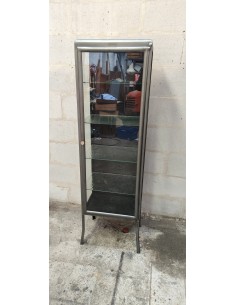 Ancienne vitrine médicale une porte métal graphite industrielle