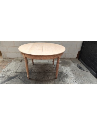 Rare table ronde Trottel avec deux allonges bois brut