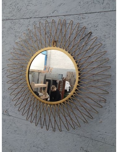 Miroir soleil rond métal doré grand model décoration murale design